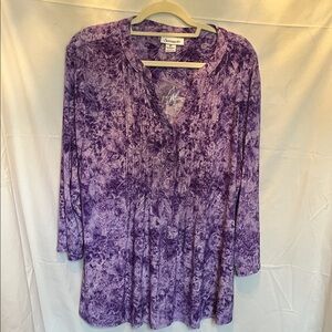 Serengeti Purple Floral Pintuck V-Neck Tunic